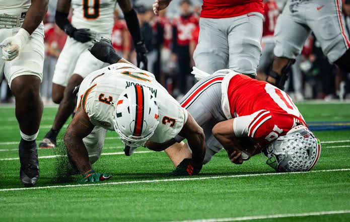 Ohio State's offensive line struggled greatly against Miami a year ago, ending their season. Ohio State's offensive line struggled greatly against Miami a year ago, ending their season.